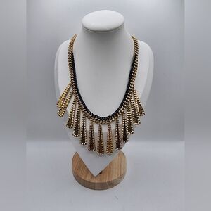 Chico's Goldtone Elegance with crochet edging statement piwce